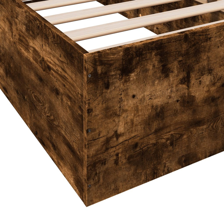 Bedframe bewerkt hout gerookt eikenkleurig 100x200 cm