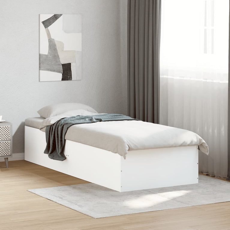 Bedframe bewerkt hout wit 90x200 cm