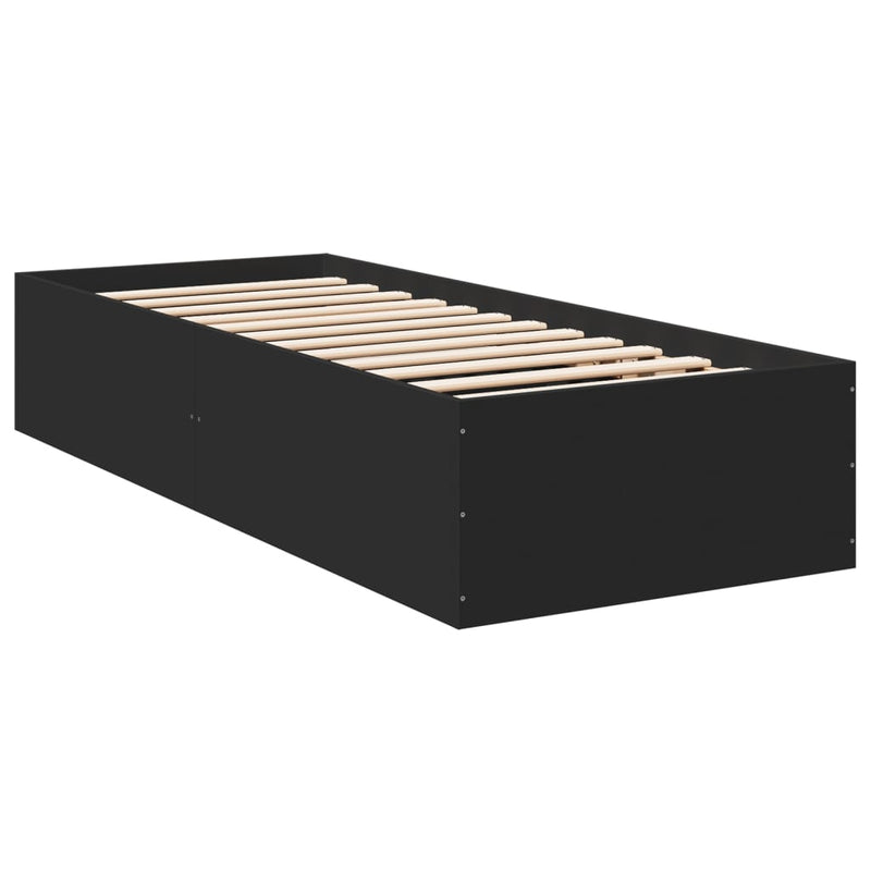 Bedframe bewerkt hout zwart 90x200 cm