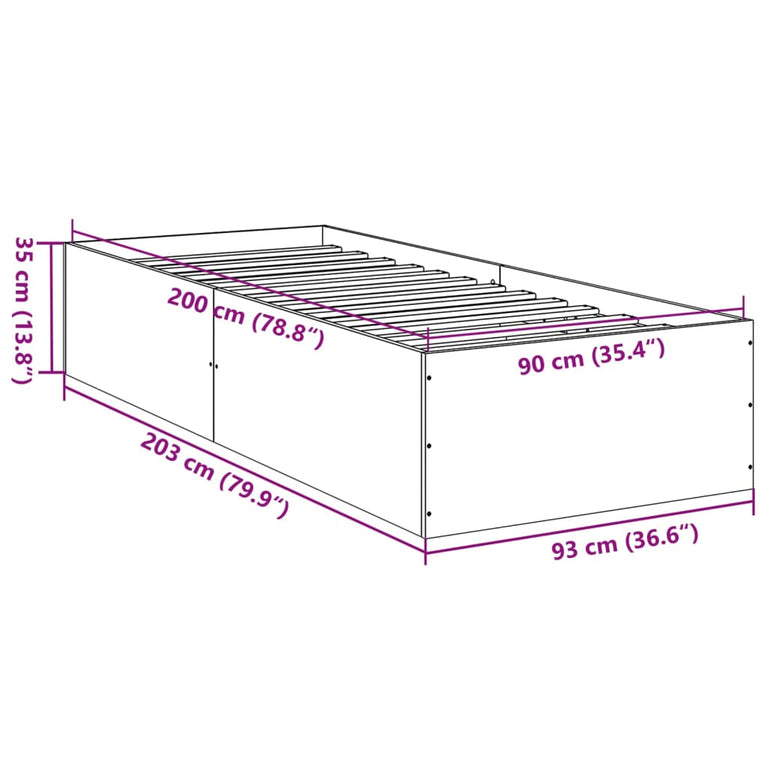 Bedframe bewerkt hout zwart 90x200 cm