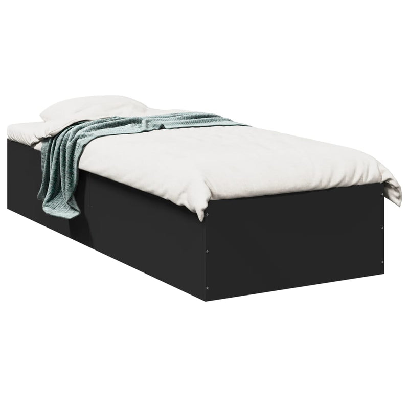 Bedframe bewerkt hout zwart 90x200 cm