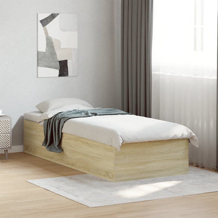 Bedframe bewerkt hout sonoma eikenkleurig 90x200 cm