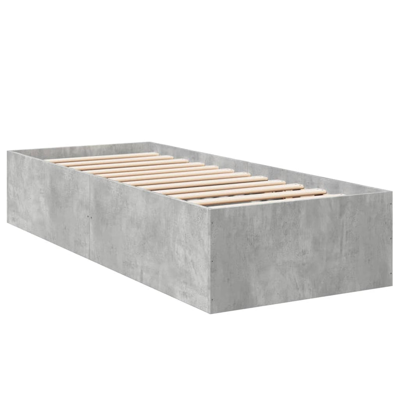 Bedframe bewerkt hout betongrijs 90x200 cm