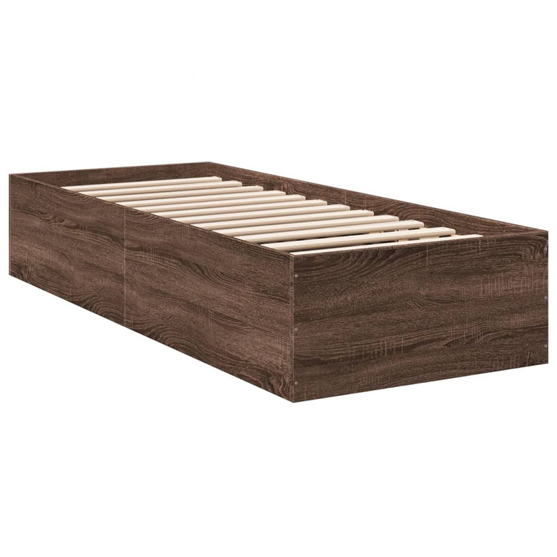 Bedframe bewerkt hout bruin eikenkleur 90x200 cm
