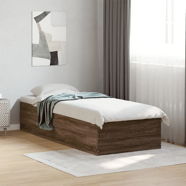 Bedframe bewerkt hout bruin eikenkleur 90x200 cm