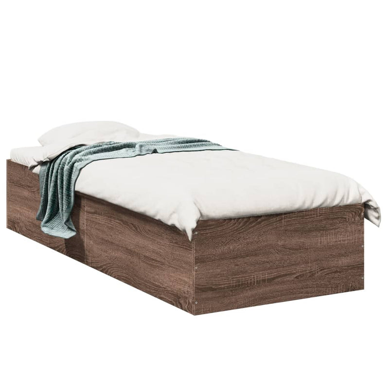 Bedframe bewerkt hout bruin eikenkleur 90x200 cm