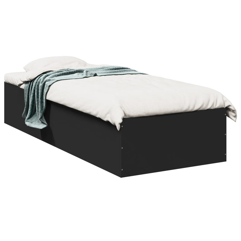 Bedframe bewerkt hout zwart 90x190 cm