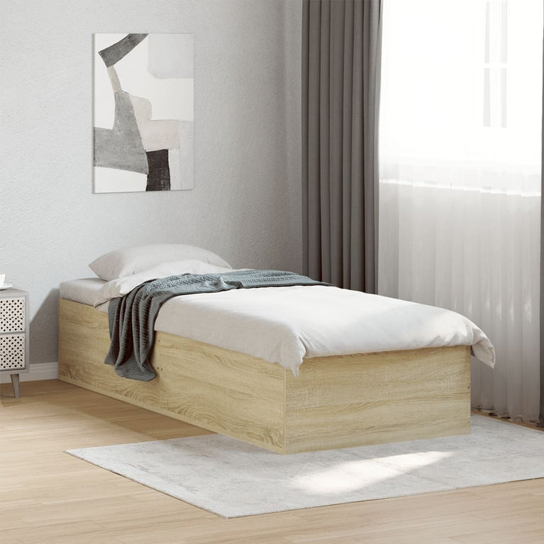 Bedframe bewerkt hout sonoma eikenkleurig 90x190 cm