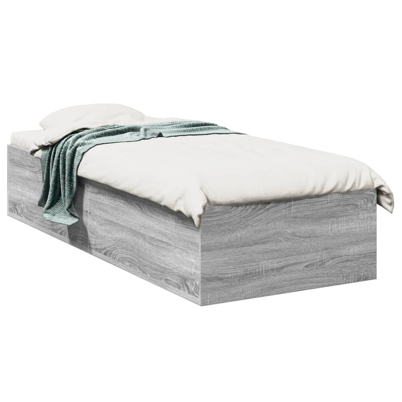 Bedframe bewerkt hout grijs sonoma eikenkleurig 90x190 cm