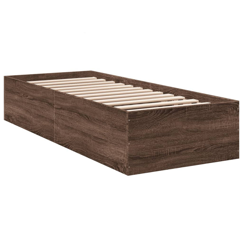 Bedframe bewerkt hout bruin eikenkleur 90x190 cm