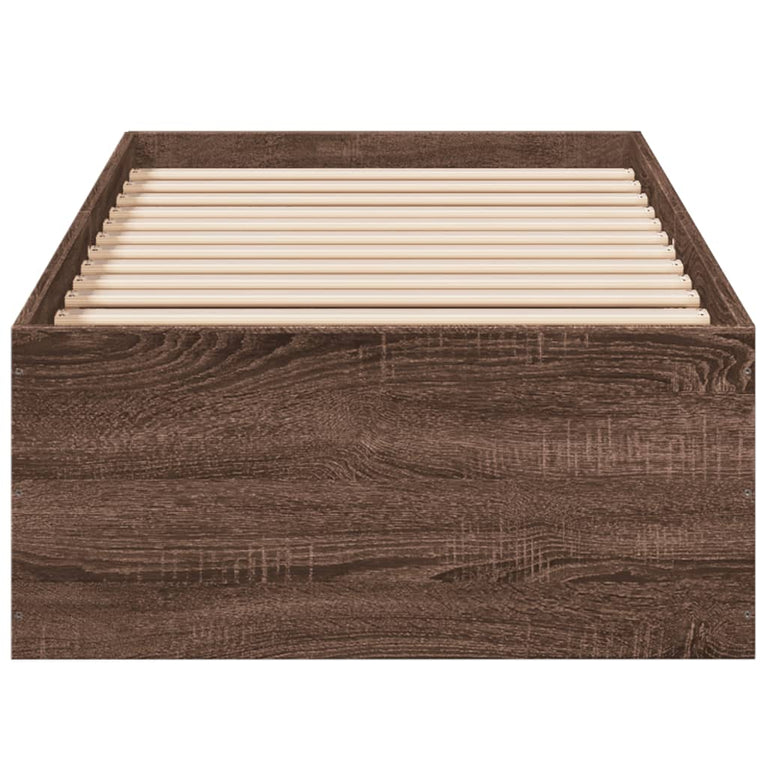 Bedframe bewerkt hout bruin eikenkleur 90x190 cm