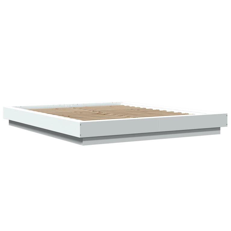 Bedframe met LED-verlichting bewerkt hout wit 160x200 cm