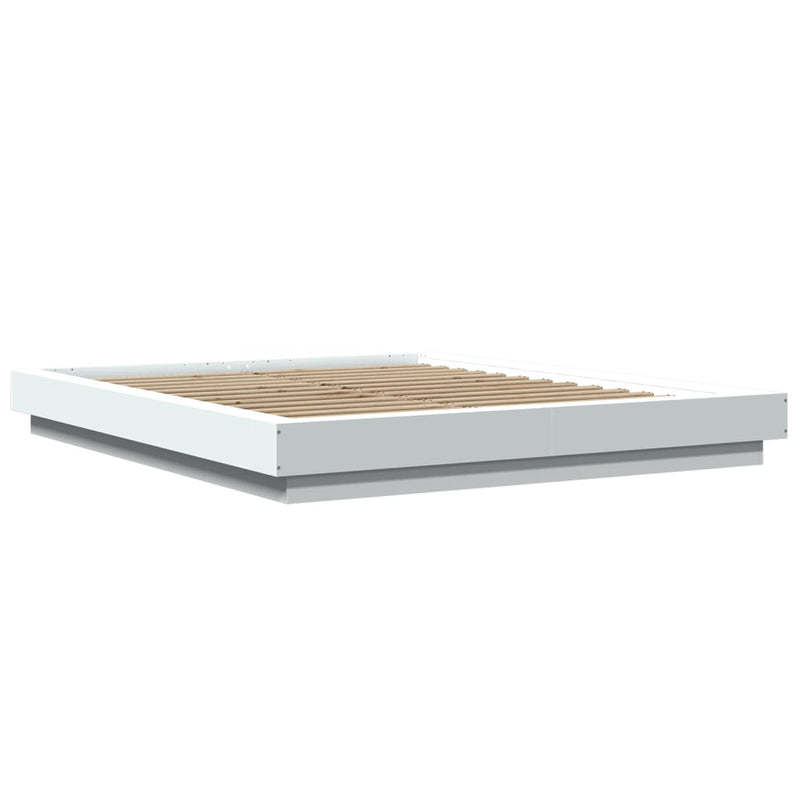 Bedframe met LED-verlichting bewerkt hout wit 160x200 cm