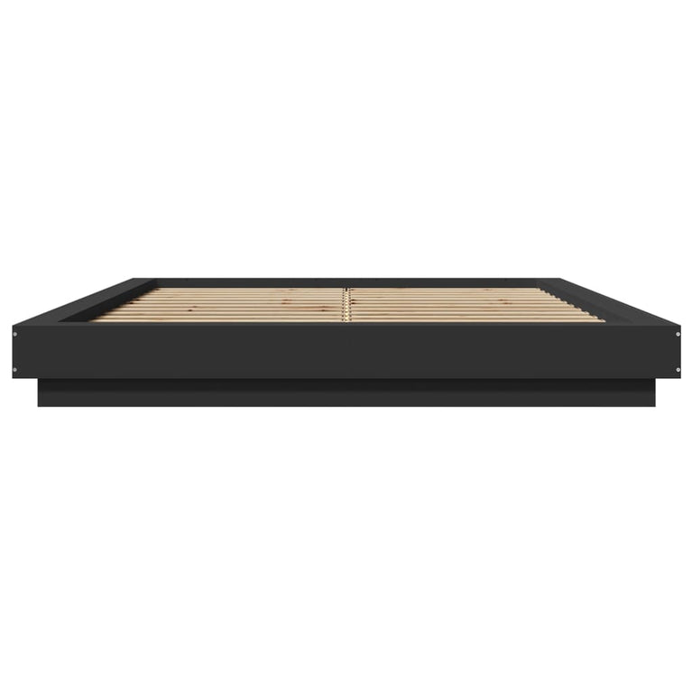 Bedframe met LED-verlichting bewerkt hout zwart 160x200 cm