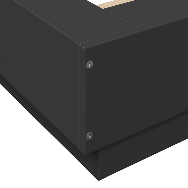Bedframe met LED-verlichting bewerkt hout zwart 160x200 cm