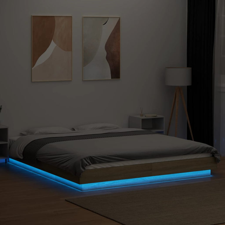 Bedframe met LED-verlichting sonoma eikenkleurig 160x200 cm