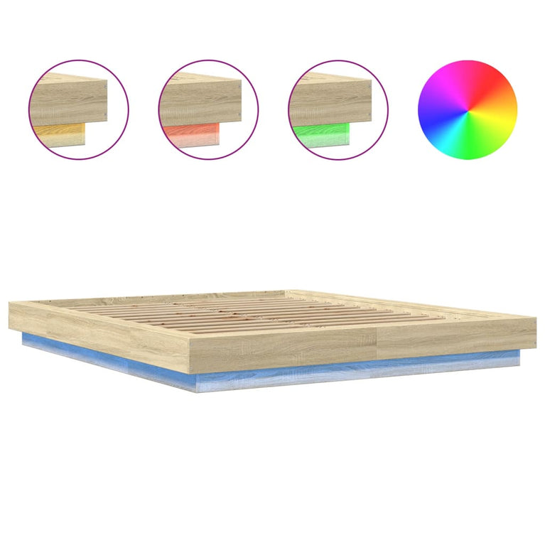 Bedframe met LED-verlichting sonoma eikenkleurig 160x200 cm