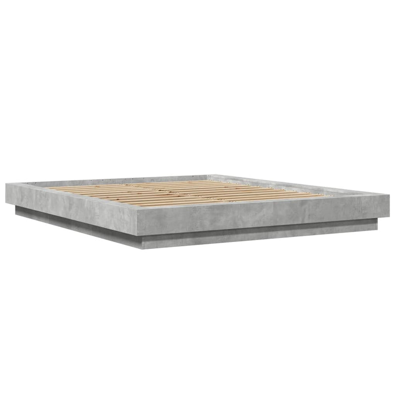 Bedframe met LED-verlichting bewerkt hout betongrijs 160x200 cm