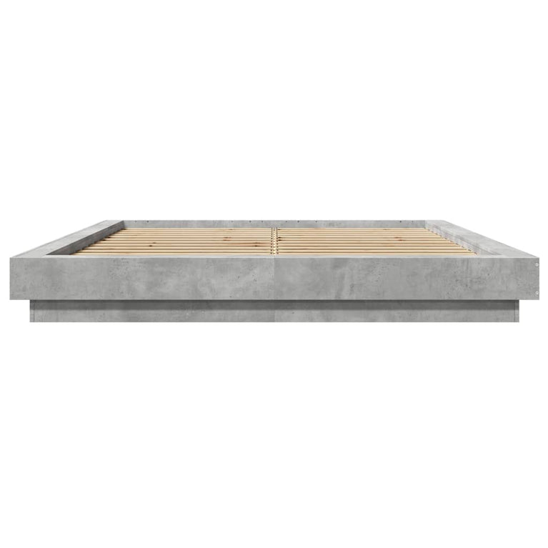 Bedframe met LED-verlichting bewerkt hout betongrijs 160x200 cm
