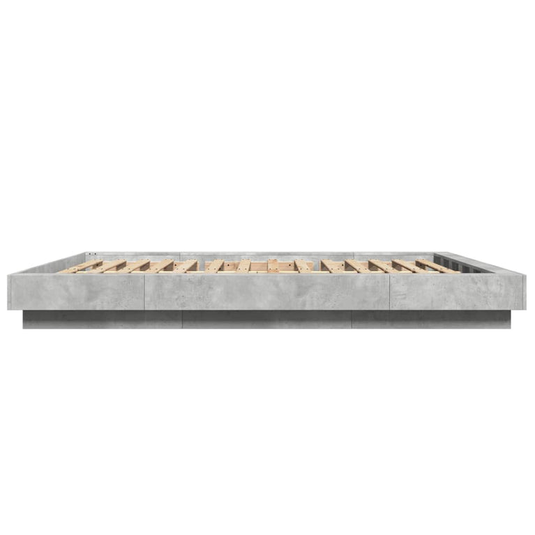 Bedframe met LED-verlichting bewerkt hout betongrijs 160x200 cm