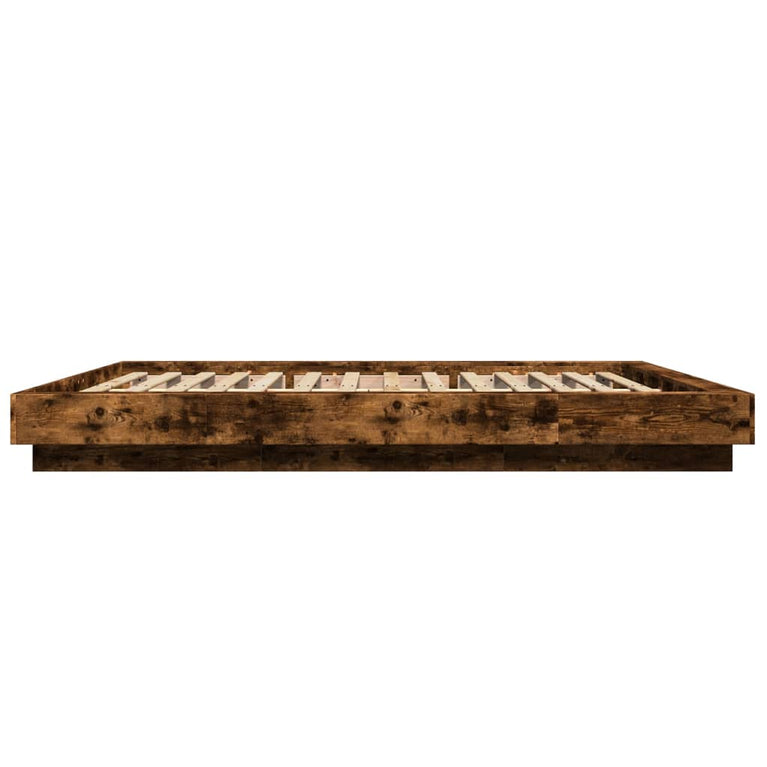 Bedframe met LED-verlichting gerookt eikenkleurig 160x200 cm
