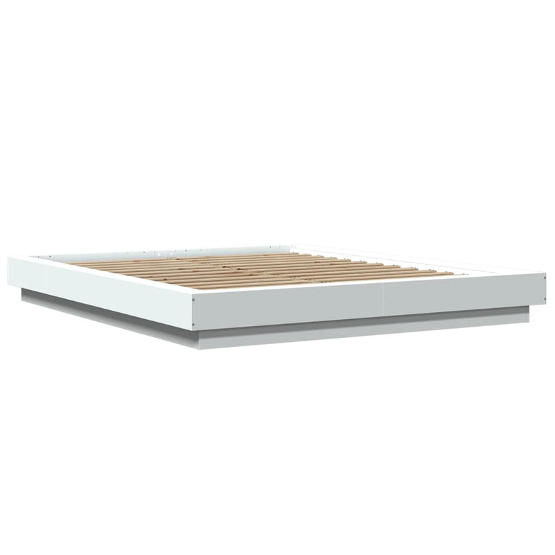 Bedframe met LED-verlichting bewerkt hout wit 150x200 cm