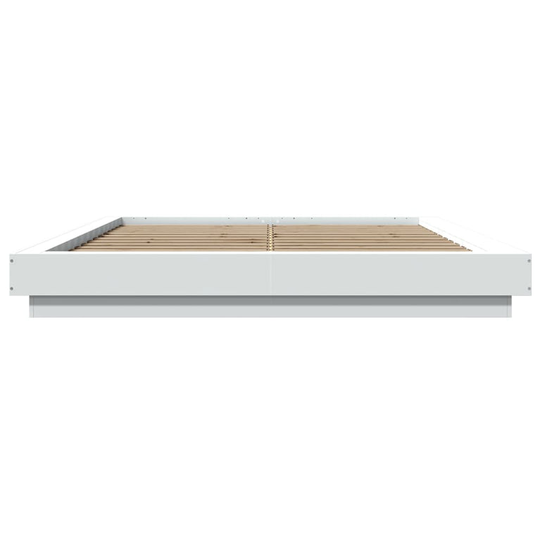 Bedframe met LED-verlichting bewerkt hout wit 150x200 cm