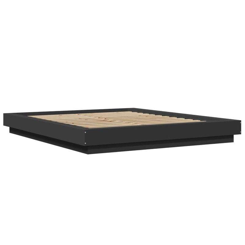 Bedframe met LED-verlichting bewerkt hout zwart 150x200 cm