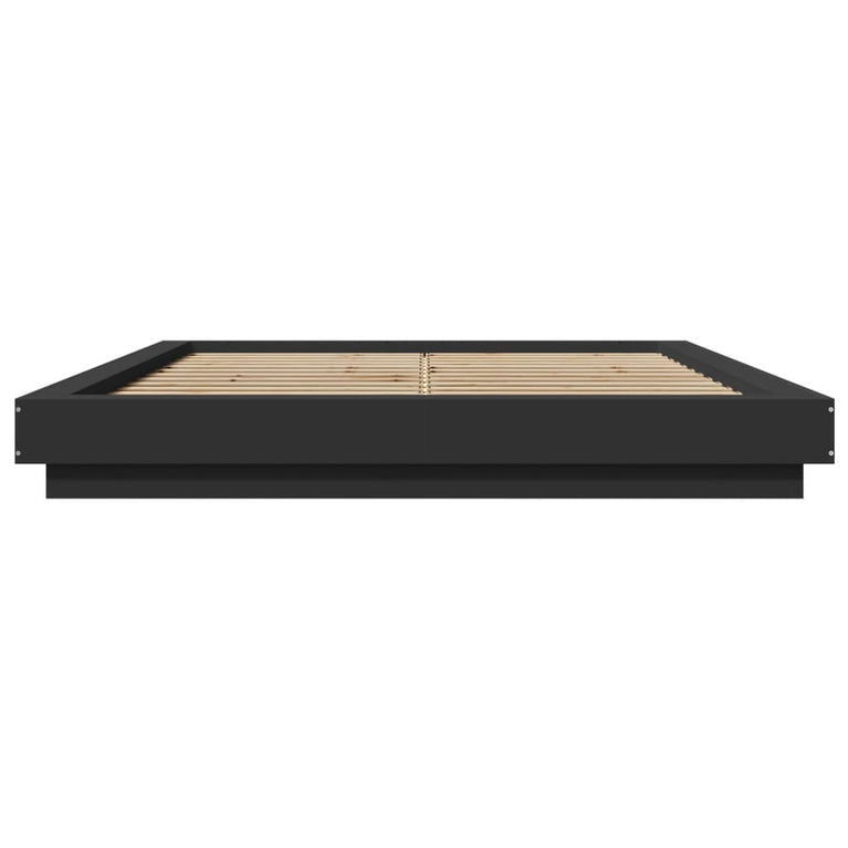 Bedframe met LED-verlichting bewerkt hout zwart 150x200 cm