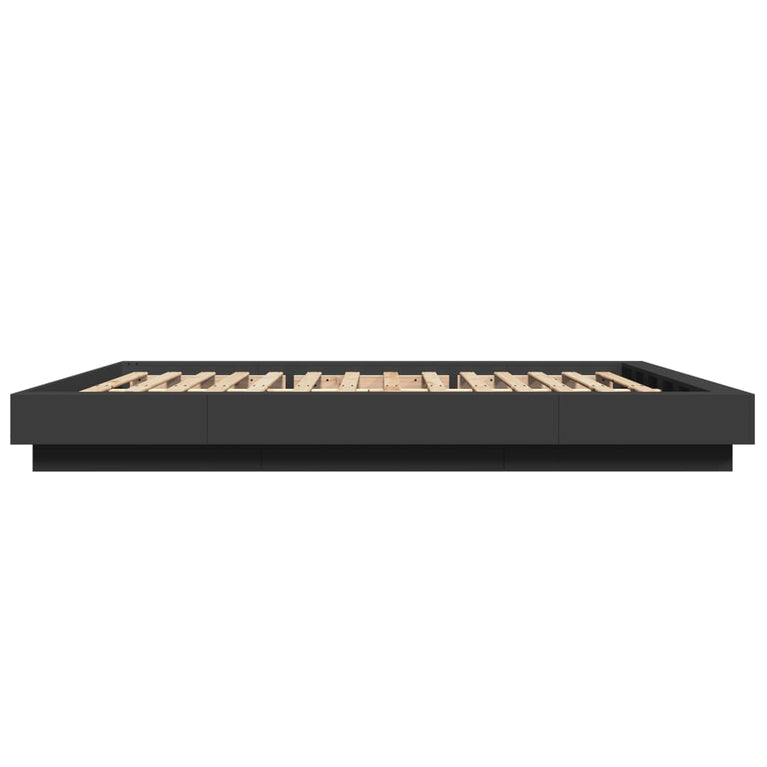 Bedframe met LED-verlichting bewerkt hout zwart 150x200 cm