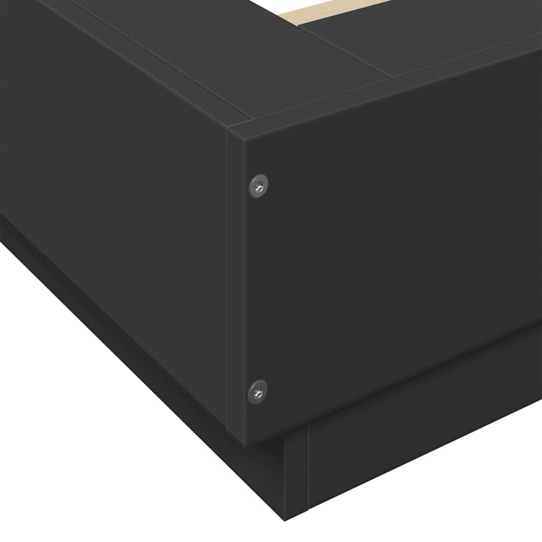 Bedframe met LED-verlichting bewerkt hout zwart 150x200 cm
