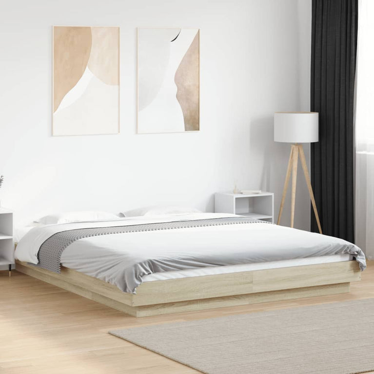 Bedframe met LED-verlichting sonoma eikenkleurig 150x200 cm