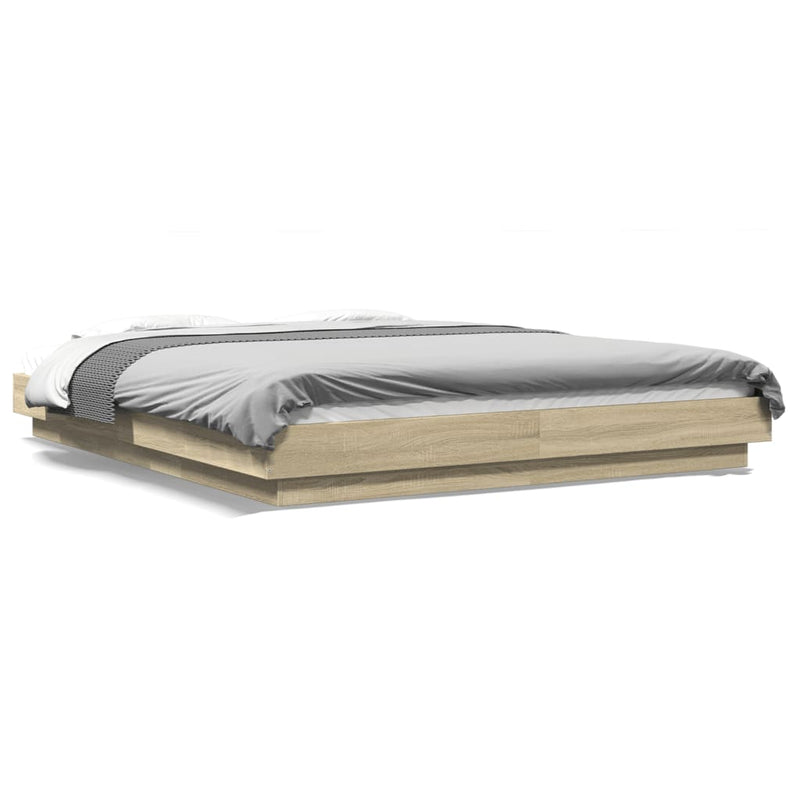 Bedframe met LED-verlichting sonoma eikenkleurig 150x200 cm