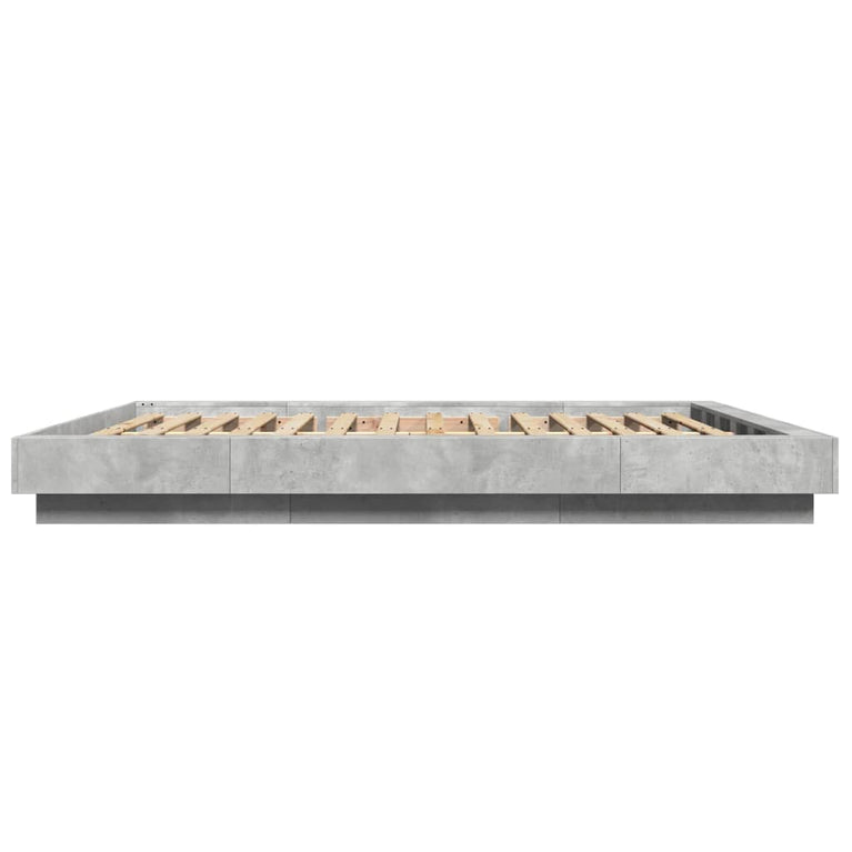 Bedframe met LED-verlichting bewerkt hout betongrijs 150x200 cm