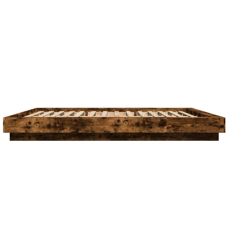 Bedframe met LED-verlichting gerookt eikenkleurig 150x200 cm