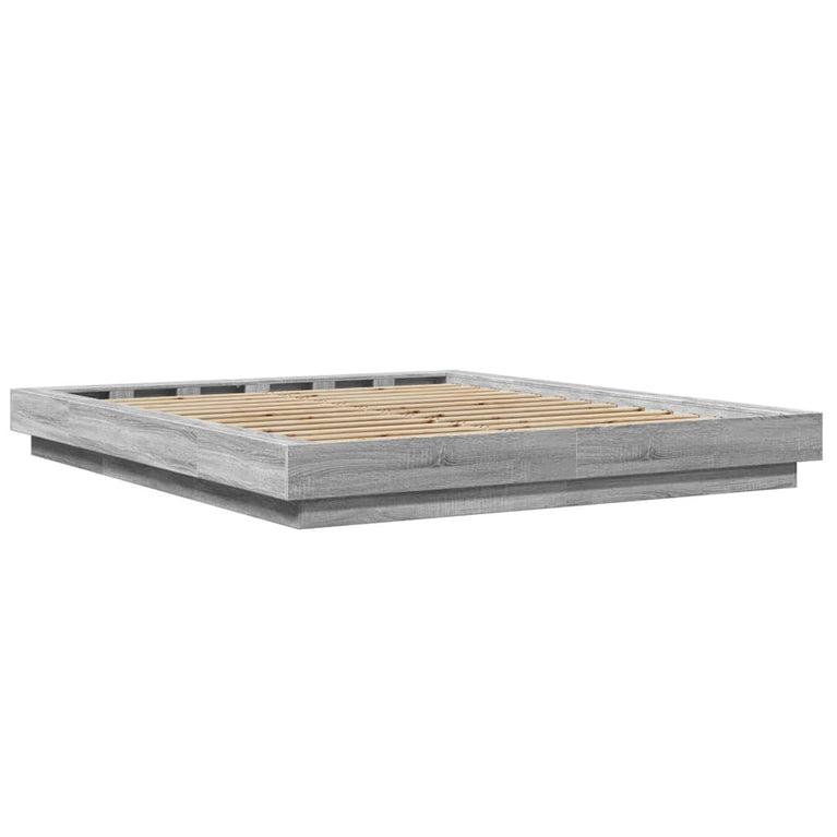 Bedframe met LED-verlichting grijs sonoma eiken 150x200 cm
