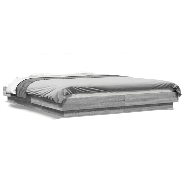 Bedframe met LED-verlichting grijs sonoma eiken 150x200 cm
