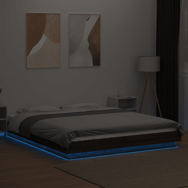 Bedframe met LED-verlichting bruin eikenkleurig 150x200 cm