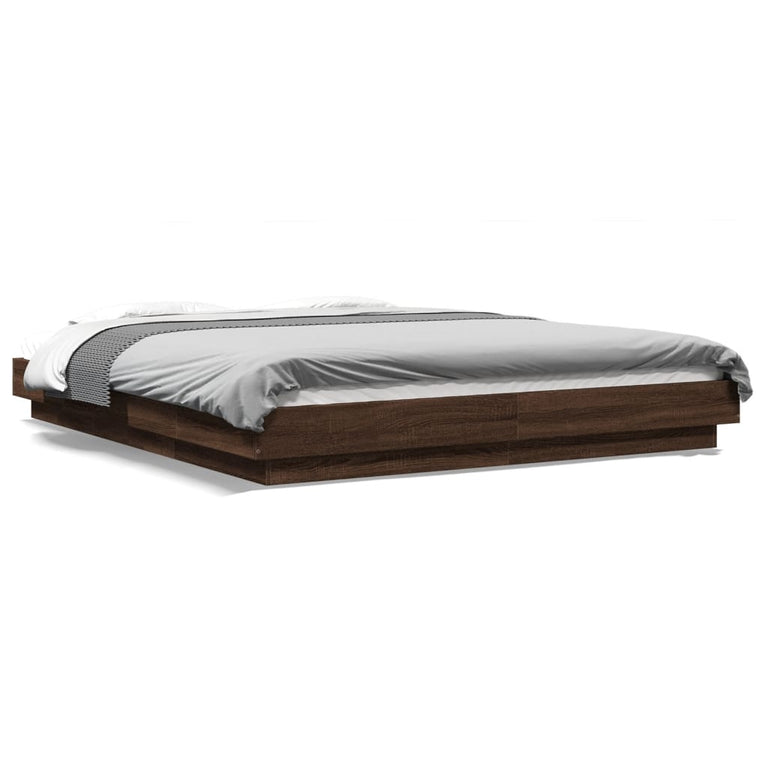 Bedframe met LED-verlichting bruin eikenkleurig 150x200 cm
