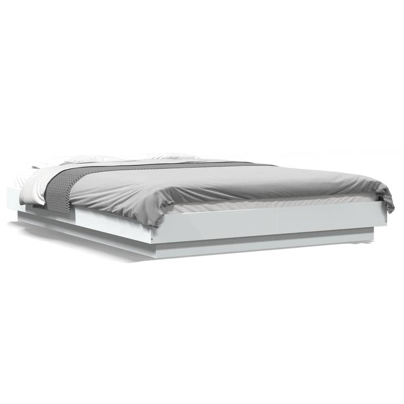 Bedframe met LED-verlichting bewerkt hout wit 120x200 cm