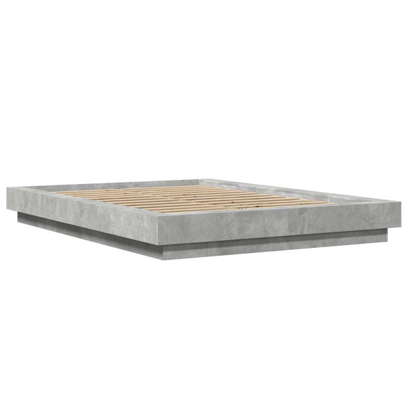 Bedframe met LED-verlichting bewerkt hout betongrijs 120x200 cm