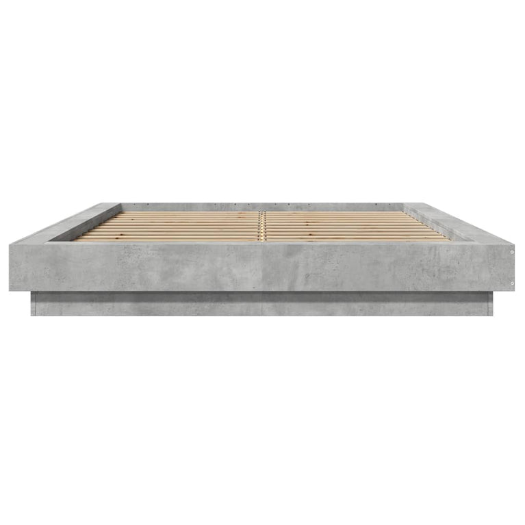 Bedframe met LED-verlichting bewerkt hout betongrijs 120x200 cm
