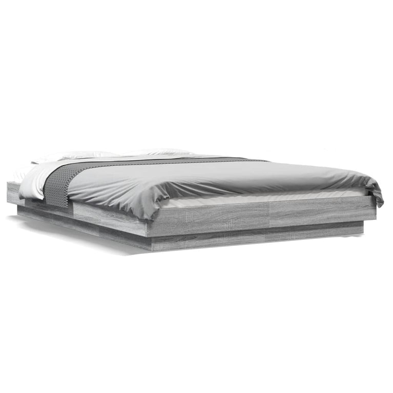 Bedframe met LED-verlichting grijs sonoma eiken 120x200 cm