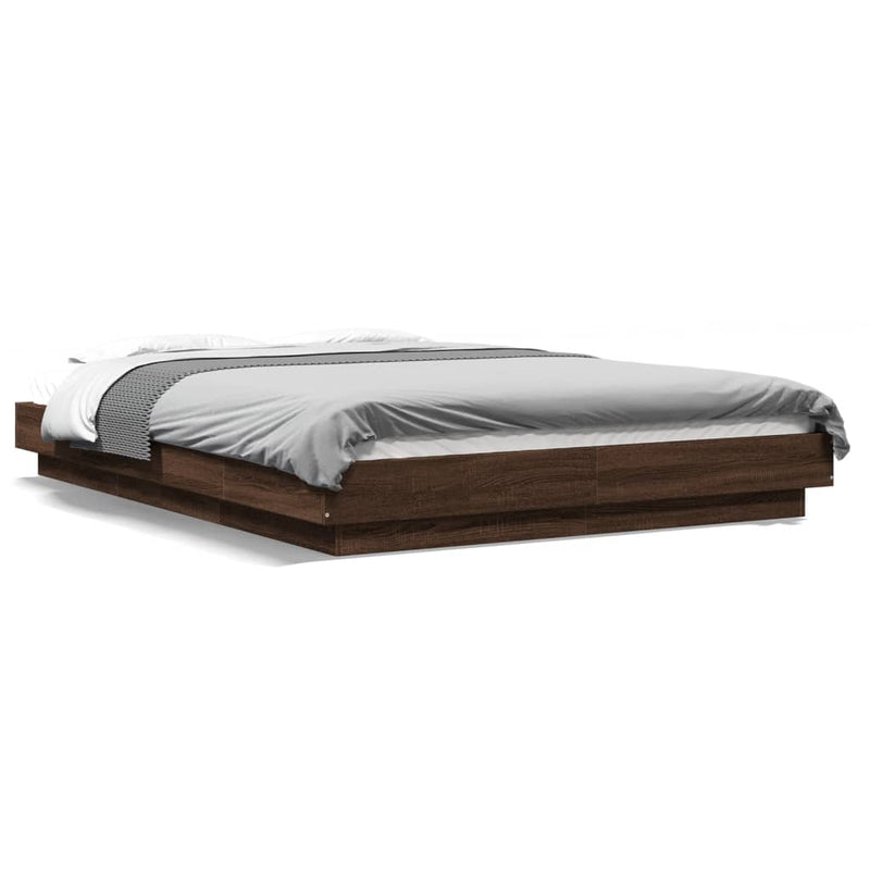 Bedframe met LED-verlichting bruin eikenkleurig 120x200 cm