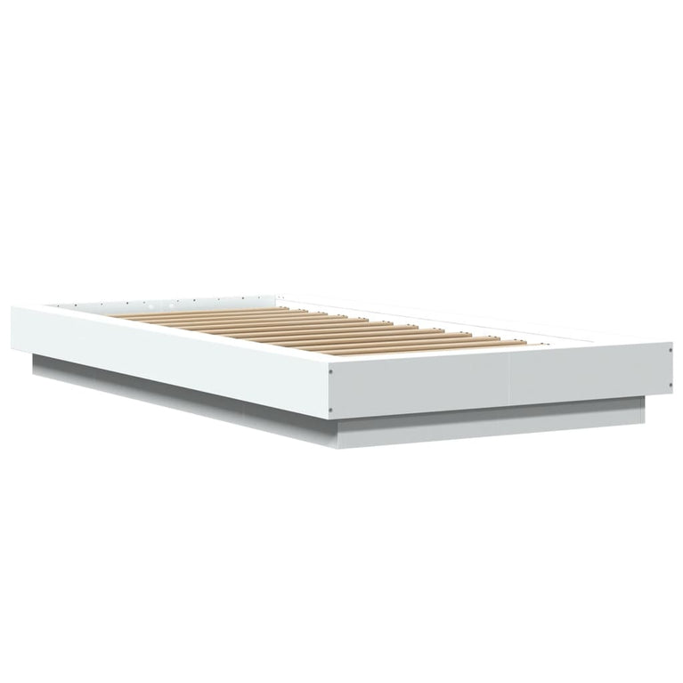Bedframe met LED-verlichting bewerkt hout wit 90x200 cm