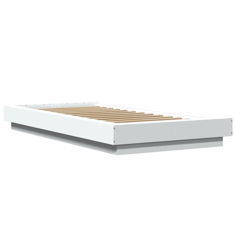 Bedframe met LED-verlichting bewerkt hout wit 90x200 cm