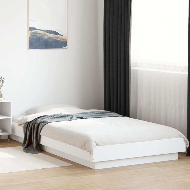 Bedframe met LED-verlichting bewerkt hout wit 90x200 cm