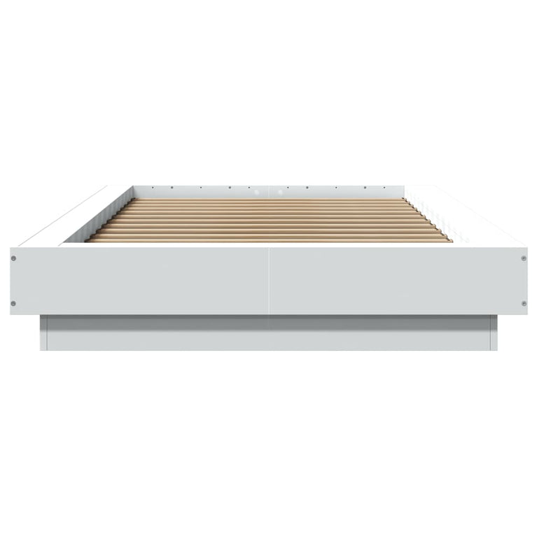 Bedframe met LED-verlichting bewerkt hout wit 90x200 cm