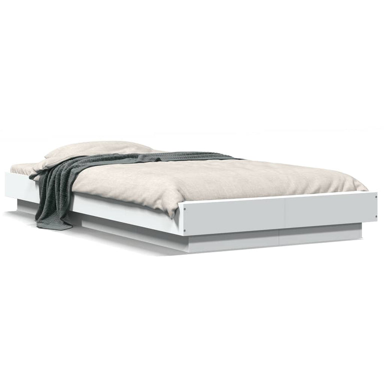 Bedframe met LED-verlichting bewerkt hout wit 90x200 cm