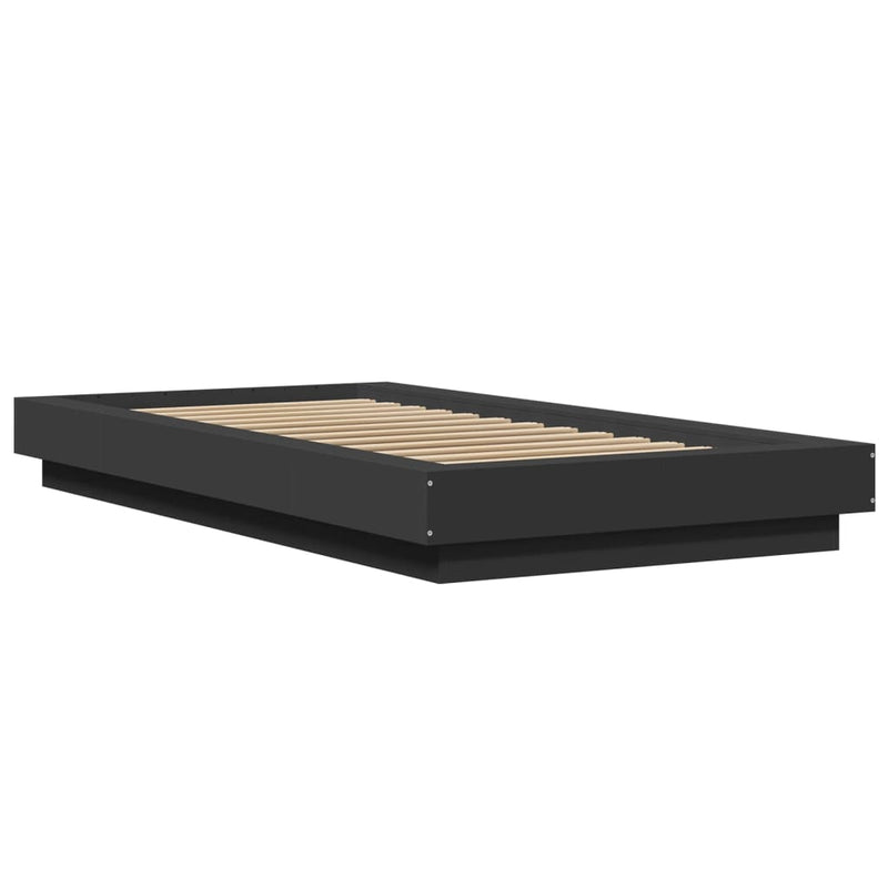 Bedframe met LED-verlichting bewerkt hout zwart 90x200 cm